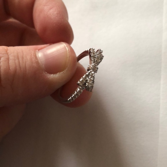 Bowknot 925 Silver  Ring Women White Saphire - Picture 7 of 8